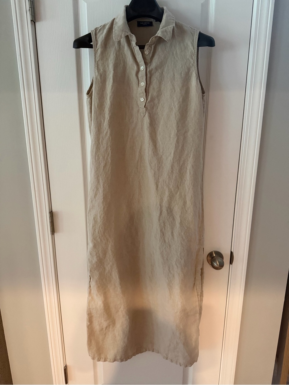 The Limited Beige Sleeveless Linen Polo full length Dress